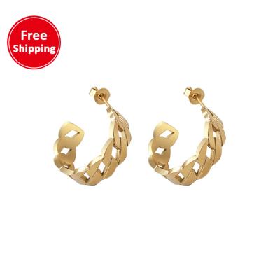 China Jewelry Wild Fairy Hollow Female Titanium Earrings Chain Metal Fashion Personality Ring Steel Earrings for sale