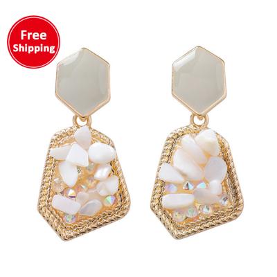 China Fashion 925 Silver Needle Earrings Retro Female French Niche Design Inlaid Gemstone Earrings for sale