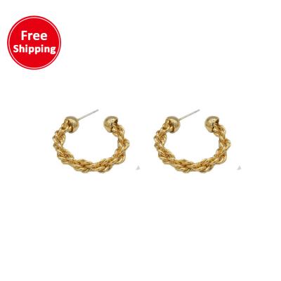 China Fashion French European and American simple spiral earrings metal temperament retro c-shaped earrings for sale