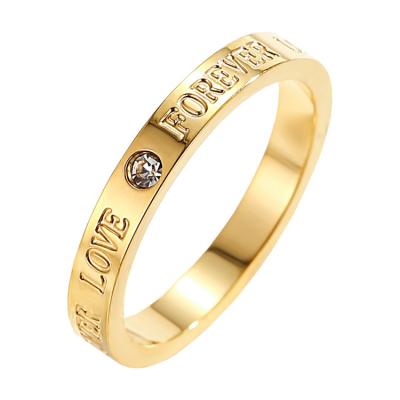 China Romantic Free Shipping Titanium Steel Ring Gold Plated European Wedding Couple 18k Gold Plated / American Moissan Dorp And Diamond for sale