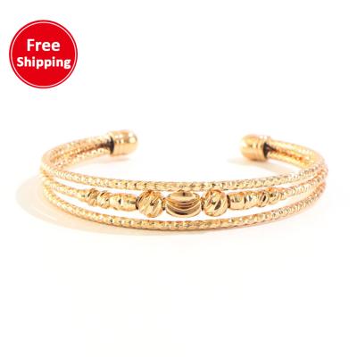 China European and American women's copper gold-plated open bracelet of retro fashion three-layer frosted bracelet for sale