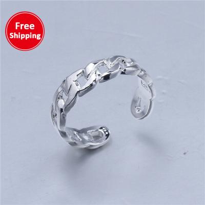 China Fashion Plaid Lock Chain Opening European And American Simple Summer Beach Toe Silver Foot Ring Rings for sale