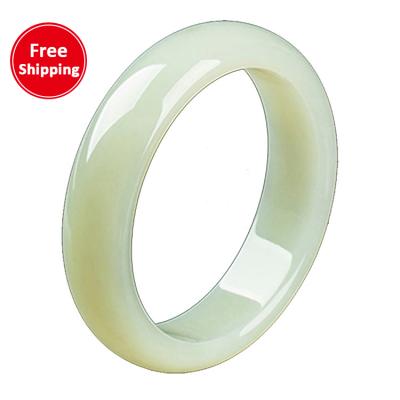 China Female Jade Bangle Xinjiang Blue and Outer Mongolian White Jade Bracelet Hetian White Jade Bracelet for sale