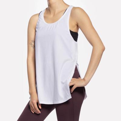 China Breathable design custom made quick dry sporty white ladies beach top frame women's sports singlets active use with customized logo for sale