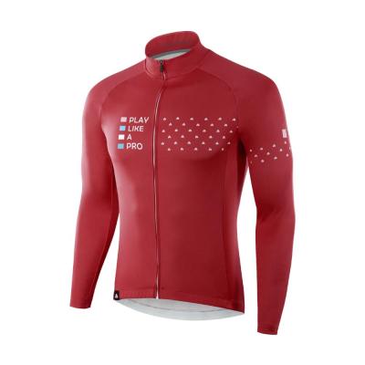 China Antibacterial Autumn And Winter Cycling Thermal Jacket Black And Red Windproof Cycling Wear for sale