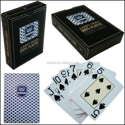 China MOMOKO Plastic Poker Club Jumbo Index 100% Plastic Poker Playing Cards With Window Box Packing for sale