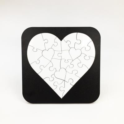 China DIY TOY Heart Shape Sublimation Blanks Heart Wooden Puzzles For Family Love With Photo Frame for sale