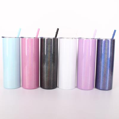 China Wholesale Custom Logo 20oz Sublimation Disposable Tumbler Stainless Steel Insulated Glitter With Lean Cover TJS Tumblers Glitter for sale