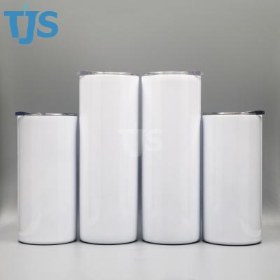 China TJS 30oz Sublimation Blanks Stainless Steel Viable White Double Wall Insulation Water Bottle Straight Skinny Tumbler With Straw for sale