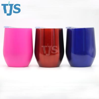 China 12 oz Wine Tumbler Disposable Stainless Steel Sublimation Stainless Steel Insulated Tumbler Customized Coated Double Wall Spray for sale