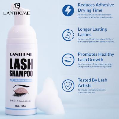 China Lanthome Lash Shampoo With Brush OEM ODM Eyelash Foam Cleanser for sale