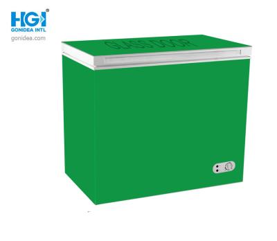 China Supermarket 212 Liter Ice Cream Freezer Glass Door Top Open Chest Freezer for sale