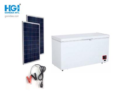 China Cf accionados solares de DC 12V 350 litro 12,3 del congelador de los solos CB de la puerta en venta