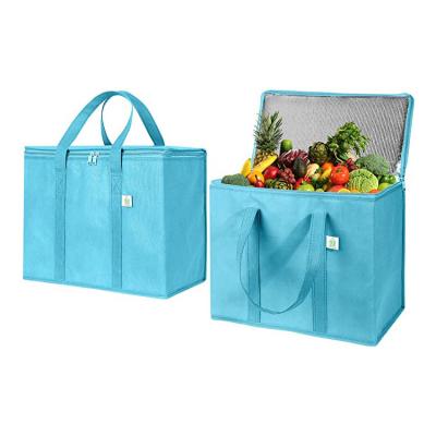 China Custom Footprint Portable Tote Bag Thermal Lunch Cooler Non Woven Insulated Bag Waterproof Large for sale