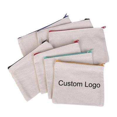 China Reusable Custom Print Eco Canvas Bags Material Pen Case Package Student Pencil Bag With Zipper Wholesale for sale