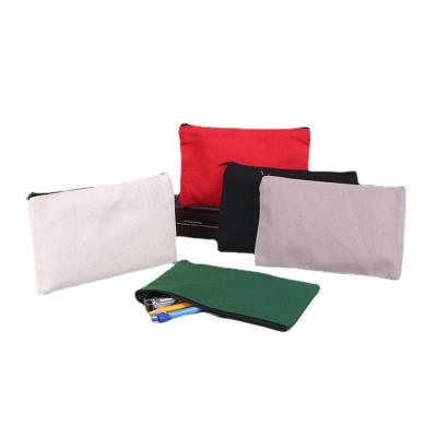 China Custom Wholesale Certified Reusable Canvas Cotton Zipper Pencil Bag for sale