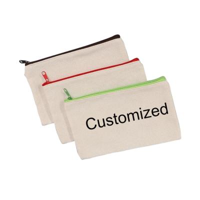 China Reusable Customized Cotton Canvas Pen Bag Fashion Popula Cloth Pen Pencil Pouch for sale