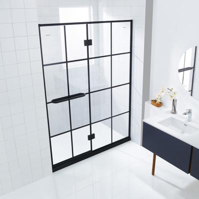 China Modern Frameless Bathroom Black Folding Straight Shower Door for sale