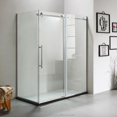 China Frameless Seamless Glass Sliding Door 3-Door USA Standard Shower Room Enclosure for sale