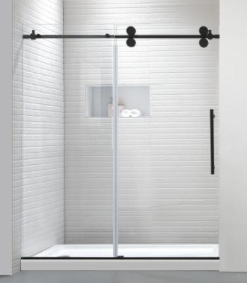 China Modern sliding frmeless bypass shower door black for sale