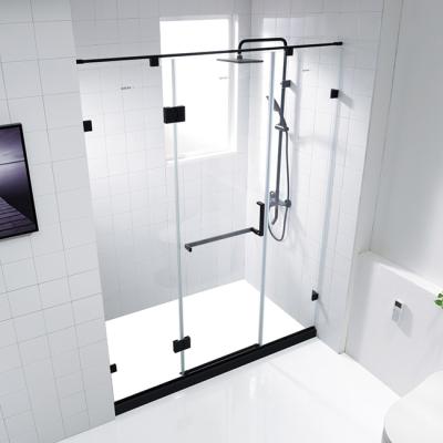 China Pivot Black Frameless Modern Folding Straight Shower Door for sale