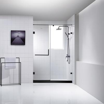 China Modern Folding Pivot Black Frameless Shower Door for sale