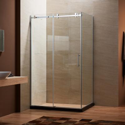 China 8mm Reversible Corner Semi-Framed Shower Slide Glass Enclosure in Chrome for sale