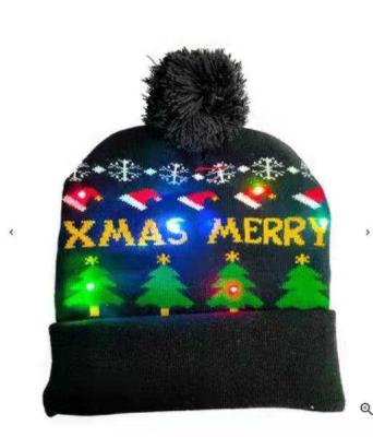 China Fashion New Arrival High Quality Acrylic Fabric Christmas Soft Glitter Hat With LED Lights for sale