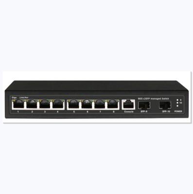 China Poe IP Camera 8ge+2ge Full Gigabit 8 Ports Layer 2 Managed Poe Switch (POE0802MS) for sale