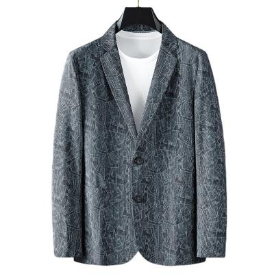 China Summer Casual Jacket Anti-wrinkle Men's Tweed Plus-size Seamless Short Slim Fit Blazer Double Sided for sale