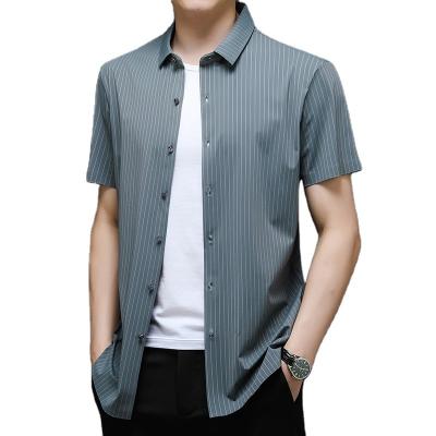 China Anti-pilling Shirt Men's Slim Short Sleeve Oxford Camisa Large Size Casual Summer For Men's Work Formal Shirts for sale