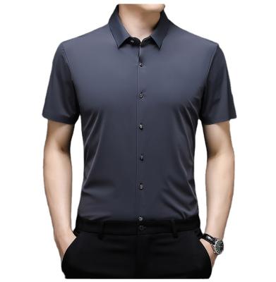 China Men's shirts 100% cotton casual shirts anti-pilling formal wear oxford material short sleeve plaid shirts with chest embroidery logo for sale