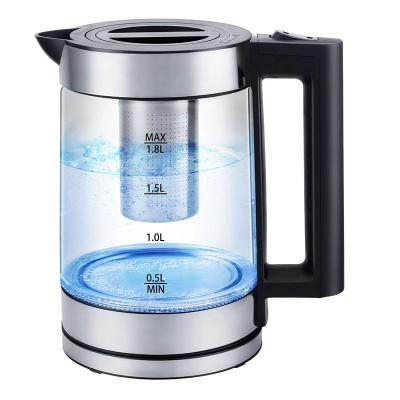 China 360 Degree Rotation Base Keep Hot Function Adjustable Temperature Glass Electric Kettle for sale