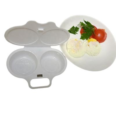 China Amazon Sustainable Hot Sale 2 Cavity Double Cup Food Grade Egg Boiler Microwave Egg Poacher for sale