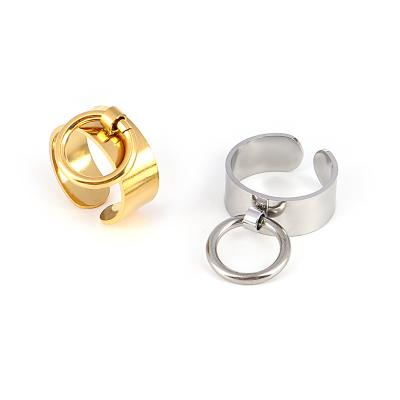 China TRENDY 18K Gold PVD Plated 316L Stainless Steel Rings For Women Ring Fashion Jewelry Geometric Wide Rings Men Party Wholesale for sale