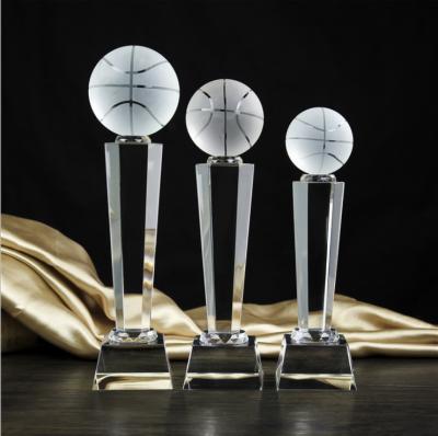 China China Wholesale Trophy Laser Engrave Custom Basketball Award Crystal Glass Trophy for sale