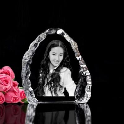 China China Customized Pictures Keepsake Gift 3d Crystal Iceberg Engraved Crystal Photo Frame for sale