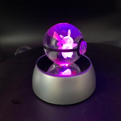 China China Wholesale 2020 New Design Pokemon Custom Pikachu Crystal Pokemon Ball With LED Base for sale