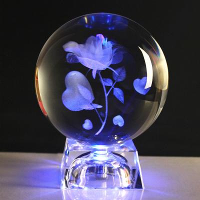 China China Wholesale K9 Crystal Ball Custom 3d Black Glass Laser Engraving Crystal Ball With LED Base for sale