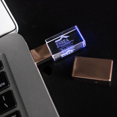 China Custom USB 2.0 4gb 8gb 16gb 32gb 64gb USB Drive Custom Gift Glass Stick Promotional USB Crystal USB Flash Drive pendrive with led light for sale