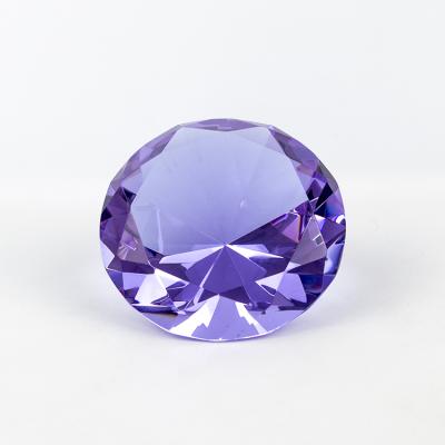 China Europe Canton Crystal Diamond Wholesale Purple Crystal Paperweight For Wedding Souvenirs for sale