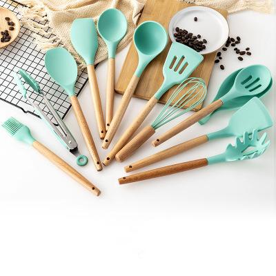 China Sustainable 9 Pieces Set Wooden Silicone Cookware Handle Silicone Cookware Set for sale