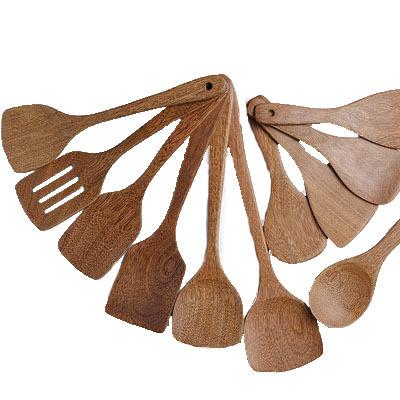 China Wholesale Sustainable Non - Stick Do Not Hurt Pot Long Handle Wooden Spatula For Kitchen for sale