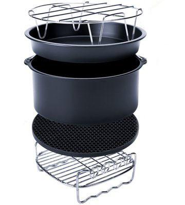 China RV Air Fryer Accessories with 7 Inch Basket Cooking Grill, Pizza Pan, Silicone Mat Fit 3.5 qt-5.8 Air Fryer for sale