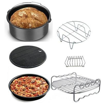 China Hotel Air Fryer Accessories 7 Inch 6 Pieces Set Suitable For 3.2-5.8QT Basket Cake Pan Grill Baking Pizza for sale