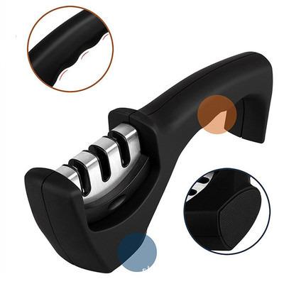 China Sustainable Quick Grinding Wheel Manual Sharpener Household Multifunction Three-flute Sharpener for sale