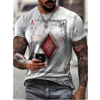 China 2021 QUICK-DRY European and American new men's series fashion T-shirt game card printing men's T-shirt tops for sale