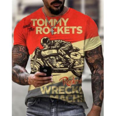 China Anti-wrinkle 2021 new fashion trend men's motorcycle casual printing slim men's digital T-shirt for sale