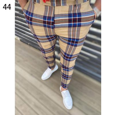 China Wholesale men's customization pants anti-static business casual wear plaid printed men's trousers for sale