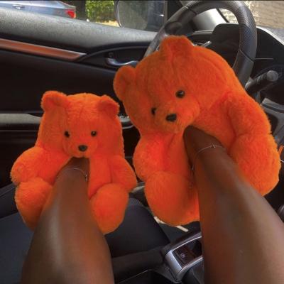 China Lovely Women Winter Slippers Women's Indoor Fur Cushioning Slippers Bedroom Slips Toys Teddy Bear Soft Plush Slippers for sale